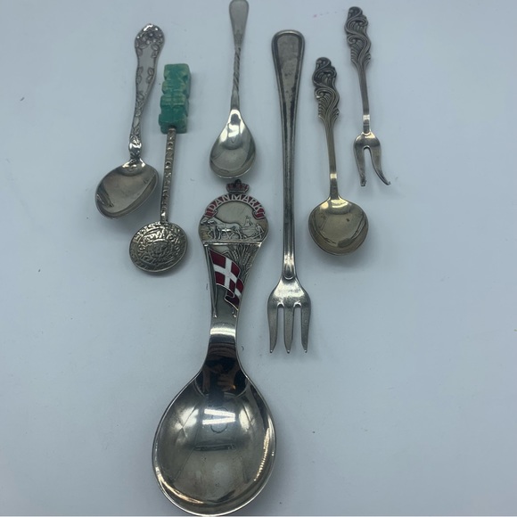 Collection of Seven Special Sterling Spoons and Forks From Around the World - Picture 1 of 16